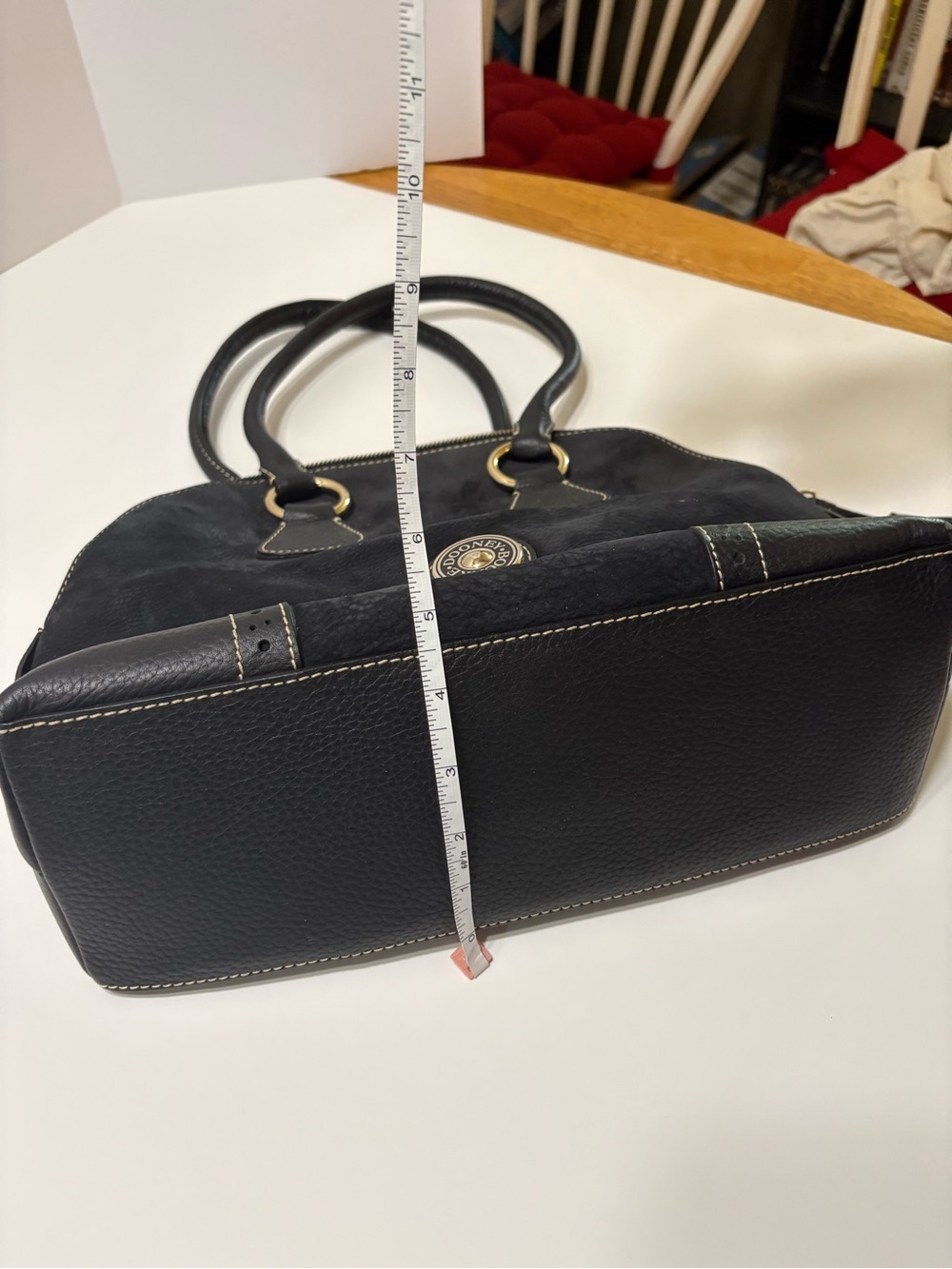 Dooney & Bourke Black Leather Dome Satchel with Tassel and Gold Hardware - Picture 12 of 16